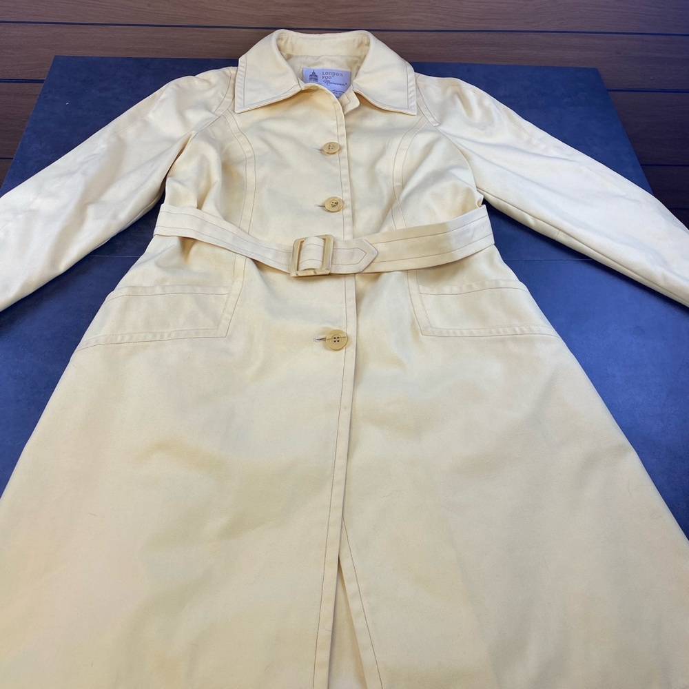 London‎ Fog Maincoats Lemon Yellow Rain Trench Coat Size 12P
